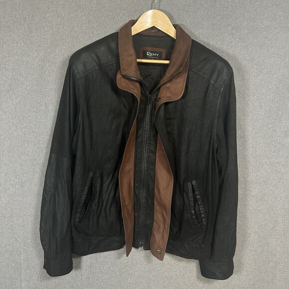 Vintage 90s Remy Lambskin Leather Bomber Jacket Men’s 38 Zip USA Made - 2 Flaws - Picture 1 of 12